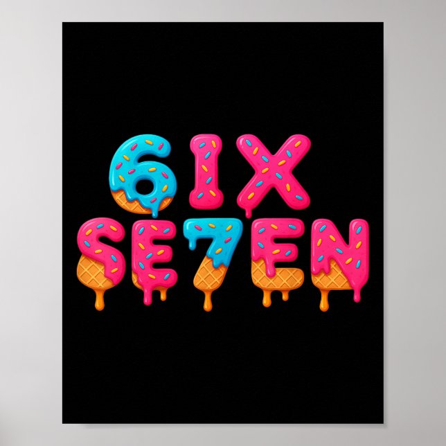Poster Design de Meme Engraçado Seis Sete 6 7 (Frente)