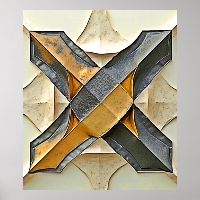 Poster Design de Metal Dourado Abstrato (Frente)