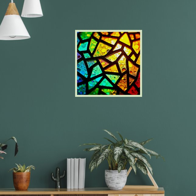 Poster Design de Mosaico de Luz Abstrata Vibrante (Sala de Estar 1)