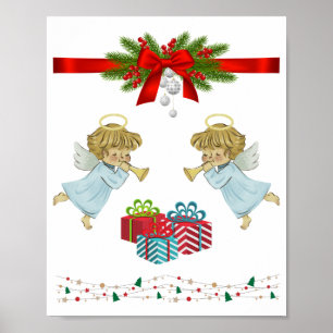 Poster Design de Natal com anjos
