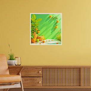Poster Design de Natureza-Morta Vibrante Laranja Verde