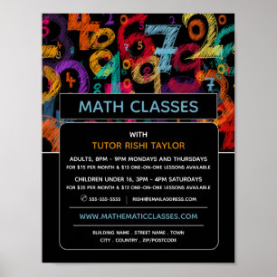 Poster Design de Número Matemático, Anúncio de Classes de