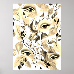 Pôster Design de Olhos Surreais da Sepia Utopia