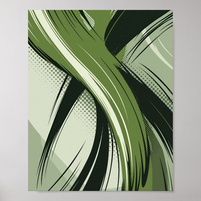 Poster Design de onda Abstrato verde dinâmica (Frente)