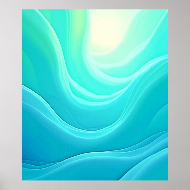 Poster Design de Ondas Abstrato da Serenidade do Oceano A (Frente)