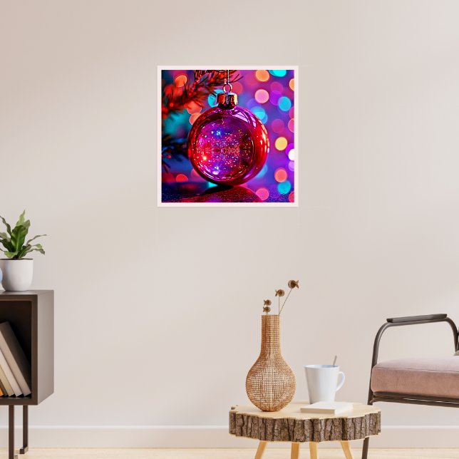 Poster Design de Ornamento de Natal Neon Vibrante (Sala de Estar 3)