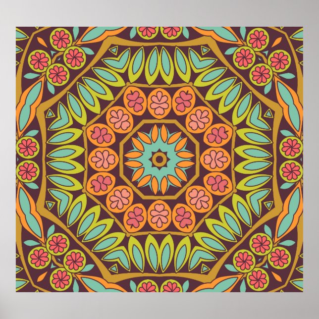 Poster Design de ornamento floral abstrato brilhante. (Frente)