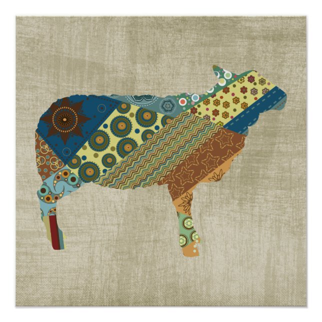 Pôster Design de Ovelhas Coloridas de Coloração de BoHo (Frente)