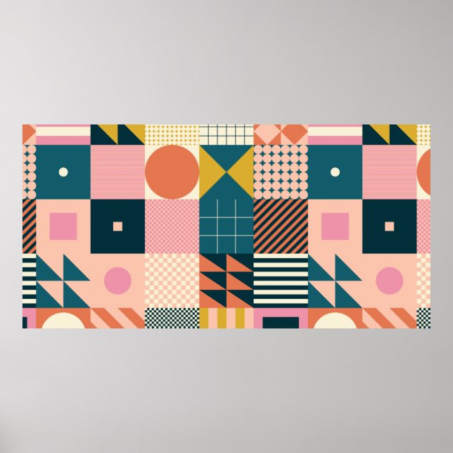 Poster Design de padrão abstrato geométrico moderno com s (Frente)