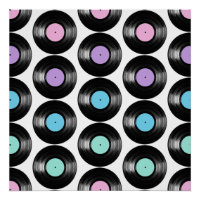 Design de Padrão Colorido de Discos de Vinil Retrô