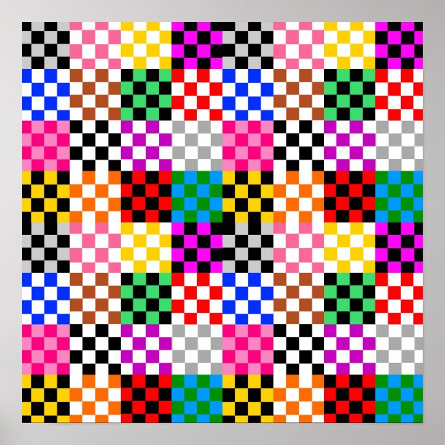 Poster Design de padrão de verificação de patch multicolo (Frente)