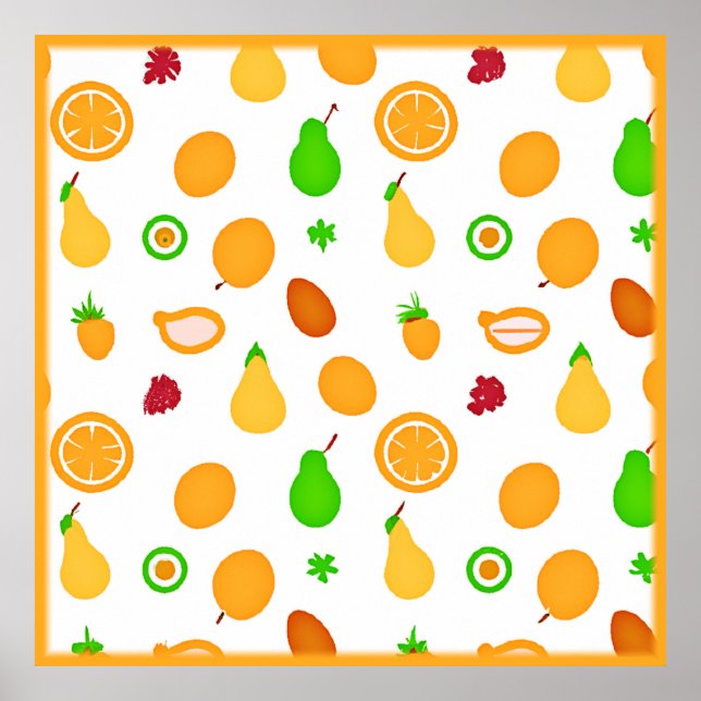 Poster Design de Padrão do Fruta Exótico (Frente)