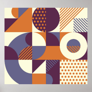 Poster Design de Padrão Geométrico do Estilo Retroativo