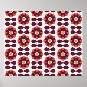 Poster Design de padrão uniforme floral. Estilo escandin