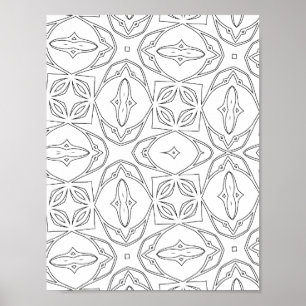 Poster Design de Página de Colorir com Padrão de Azulejos