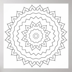 Poster Design de Página para Colorir Mandala com Anel de