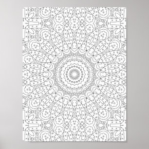 Poster Design de Página para Colorir Mandala em Mosaico d
