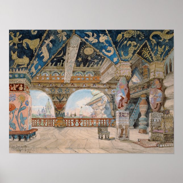 Poster design de palco para a ópera de Nikolai Rimsky-Kor (Frente)