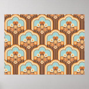 Poster design de papel de parede sem costura, flores de v