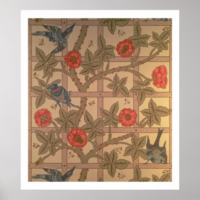 Poster design de papel de parede 'Trellis', 1864 (Frente)