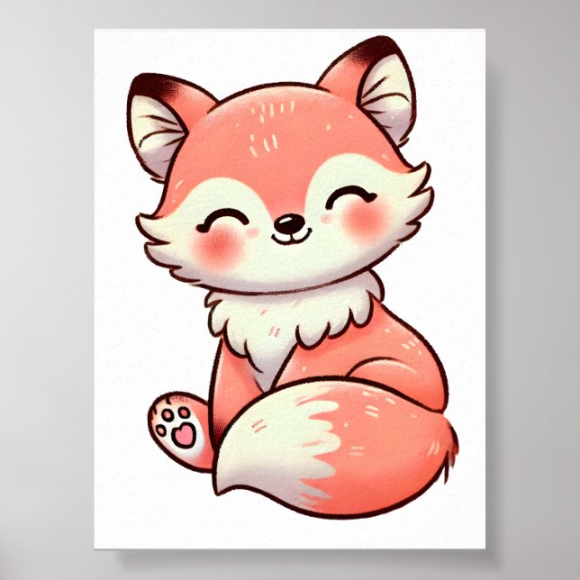 Poster Design de Pastel, Fox de Cor Suave (Frente)