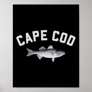 Poster Design de pesca divertida com listras de Cape Cod 
