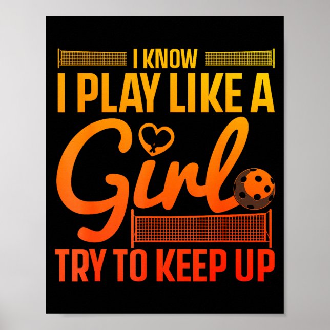 Poster Design de pickleball único para mulheres meninas p (Frente)