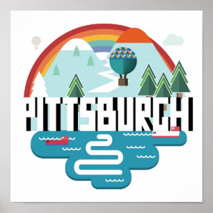 Pôster Design de Pittsburgh, arquitectura da cidade de