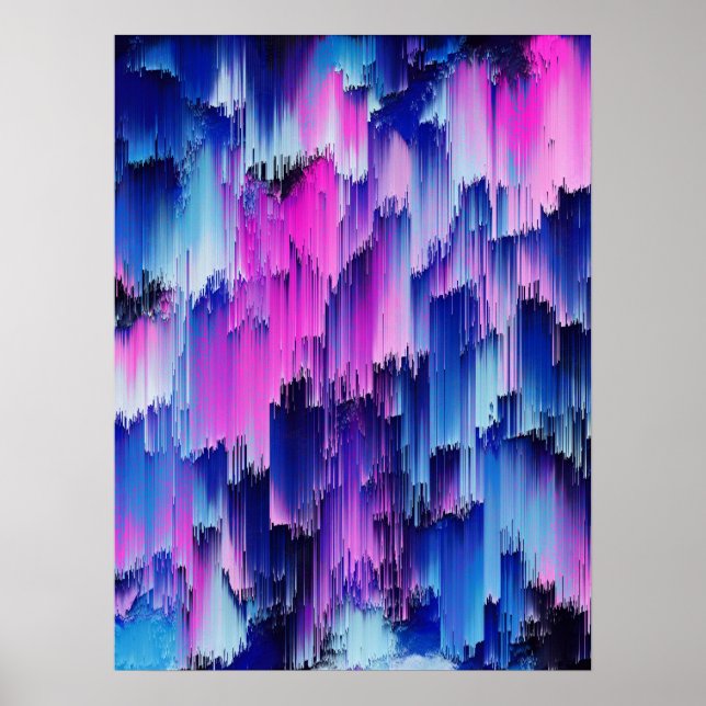 Poster Design de pôr do sol com falha abstrata (Frente)