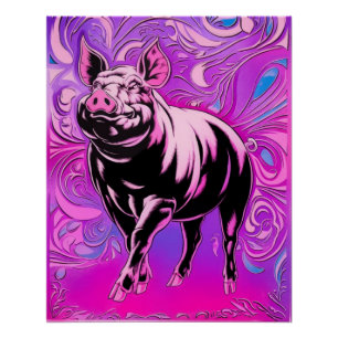 Pôster Design de Porco Rosa Glossário Muro Poster Arte Fe