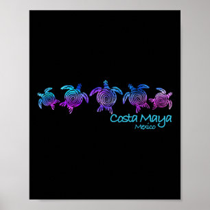 Poster Design de praia Costa Maya _ Presente de tartaruga