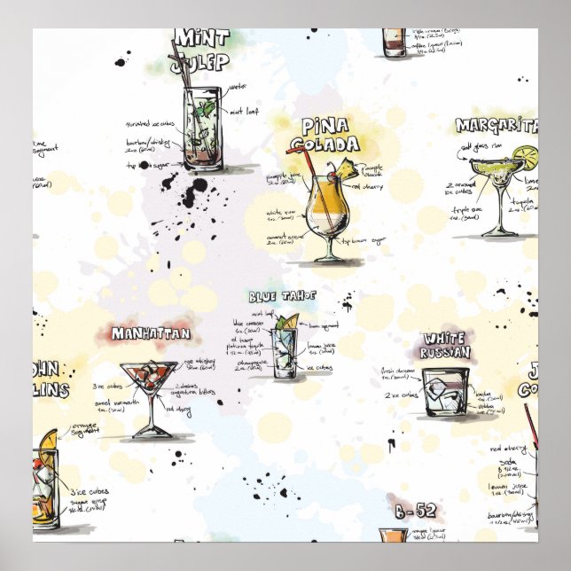 Pôster Design de Receita de Cocktail (Frente)
