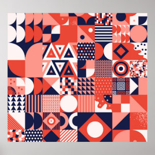 Poster Design de Retro Bauhaus, geométrico colorido.