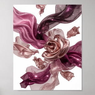 Poster Design de ROSAS de TECIDO de Prata Resfriada