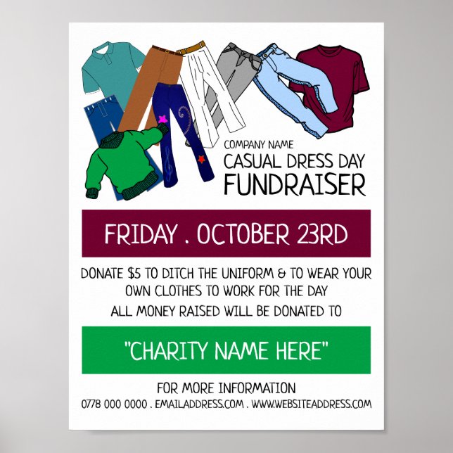 Poster Design de Roupas, Anúncio do Fundraiser de Dia de  (Frente)
