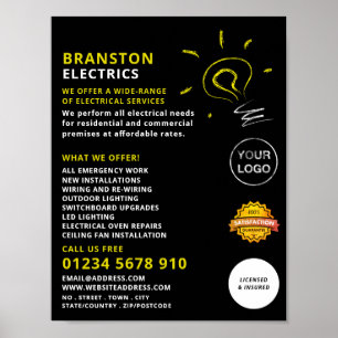 Poster Design de Sketch de Lâmpada, Anúncio Eletrônico