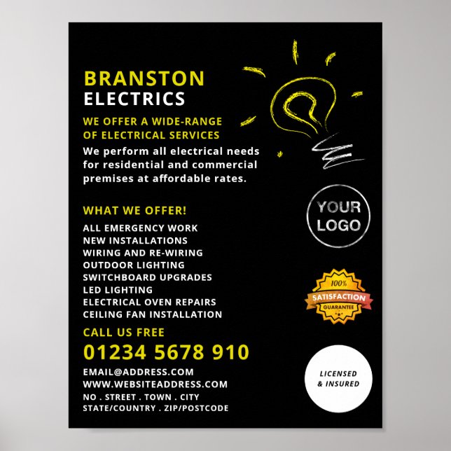 Poster Design de Sketch de Lâmpada, Anúncio Eletrônico (Frente)