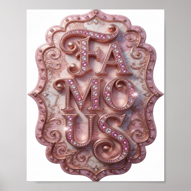 Poster Design de Slogan FAMOSO Rosa Moderno (Frente)