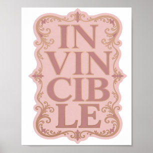 Poster Design de slogan INVENCÍVEL Dourado Marcante