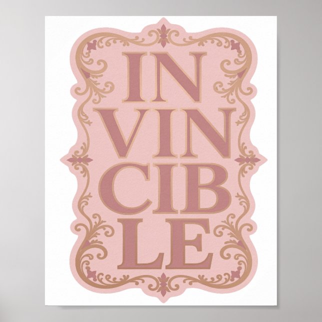 Poster Design de slogan INVENCÍVEL Dourado Marcante (Frente)