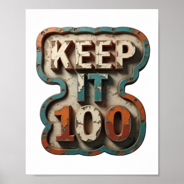 Poster Design de slogan KEEP IT 100 laranja elegante (Frente)