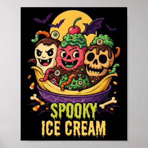 Poster Design de Sorvete de Shert Halloween, assustador