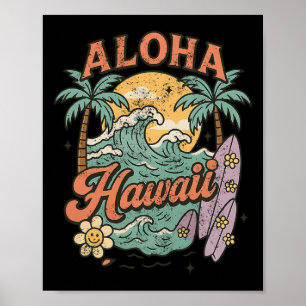 Poster Design de Surf Aloha Havaí Tropical Verão