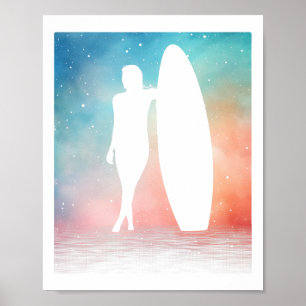 Poster Design de Surf Vintage Engraçado para Mulheres Gar