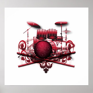Pôster design de tambor vermelho