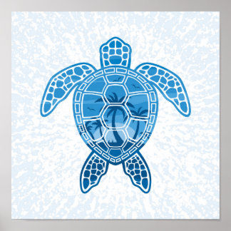 Poster Design de Tartaruga do Mar das Ilhas Tropicais em