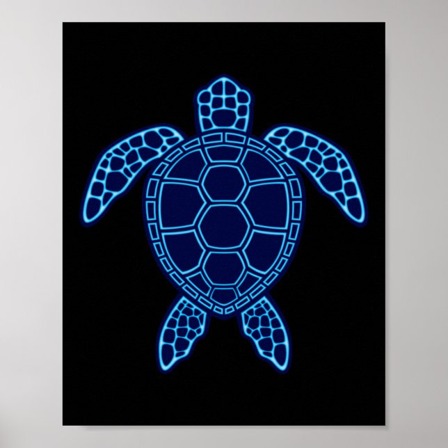 Poster Design de Tartaruga do Mar Neon (Frente)