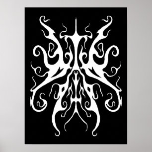 Poster Design de Tatuagem Tribal Elegante - branco a pret