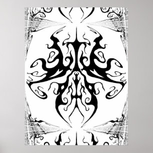 Poster Design de Tatuagem Tribal Elegante - preto e branc