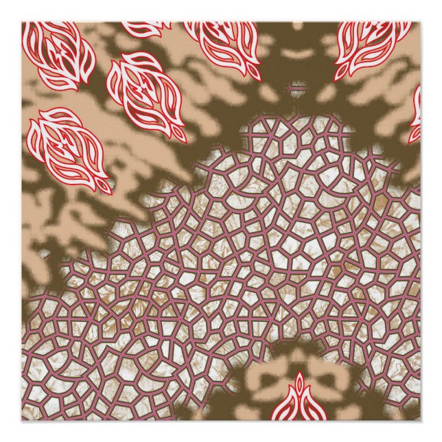Pôster Design de tecido de intricato com padrões florais (Frente)